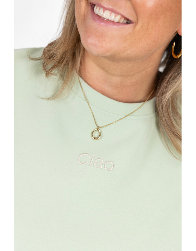 21Jewelz Boxy shirt met tekst "Ciao" - lichtgroen