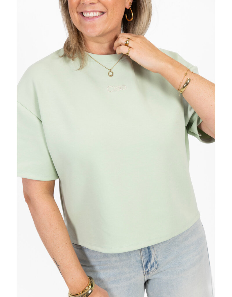 21Jewelz Boxy shirt met tekst "Ciao" - lichtgroen