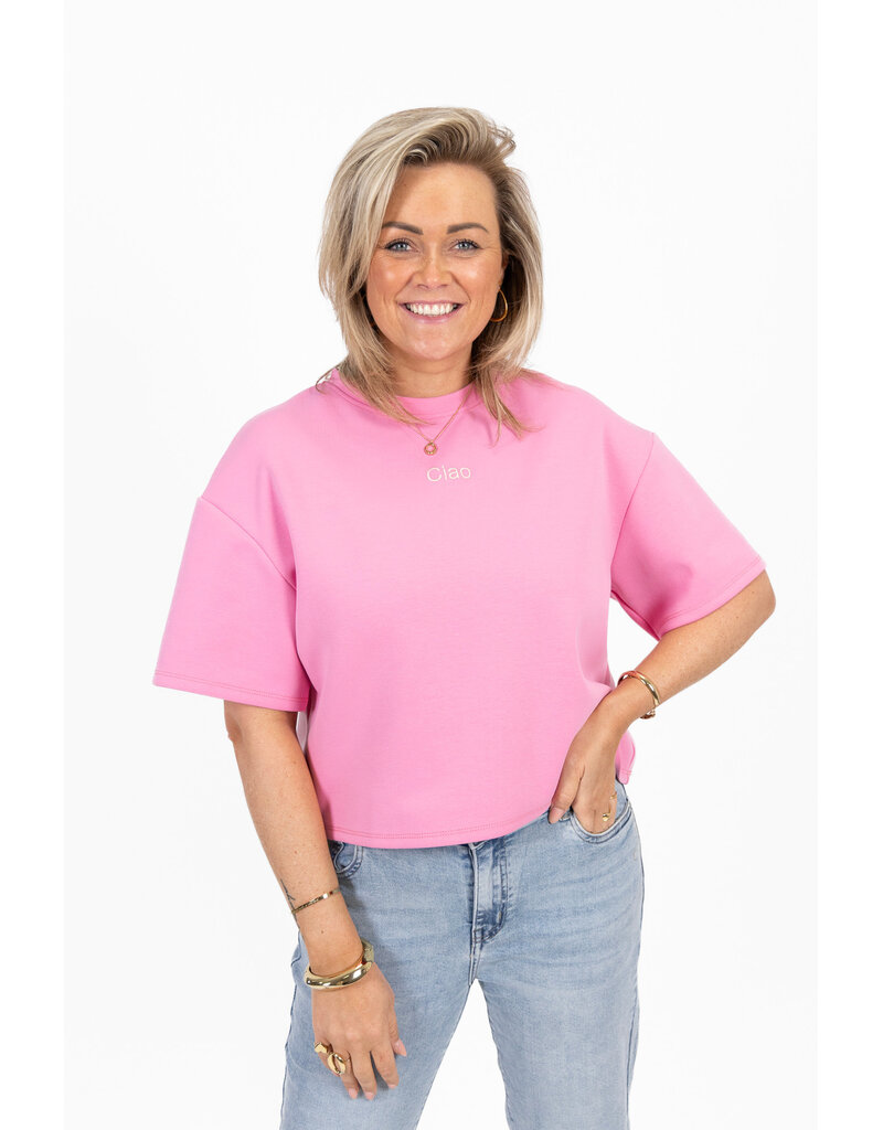 21Jewelz Boxy shirt met tekst "Ciao" - roze