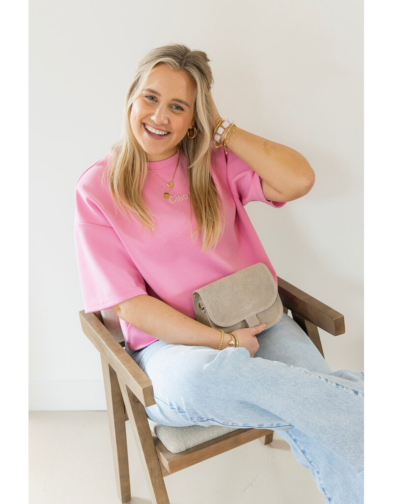 21Jewelz Boxy shirt met tekst "Ciao" - roze
