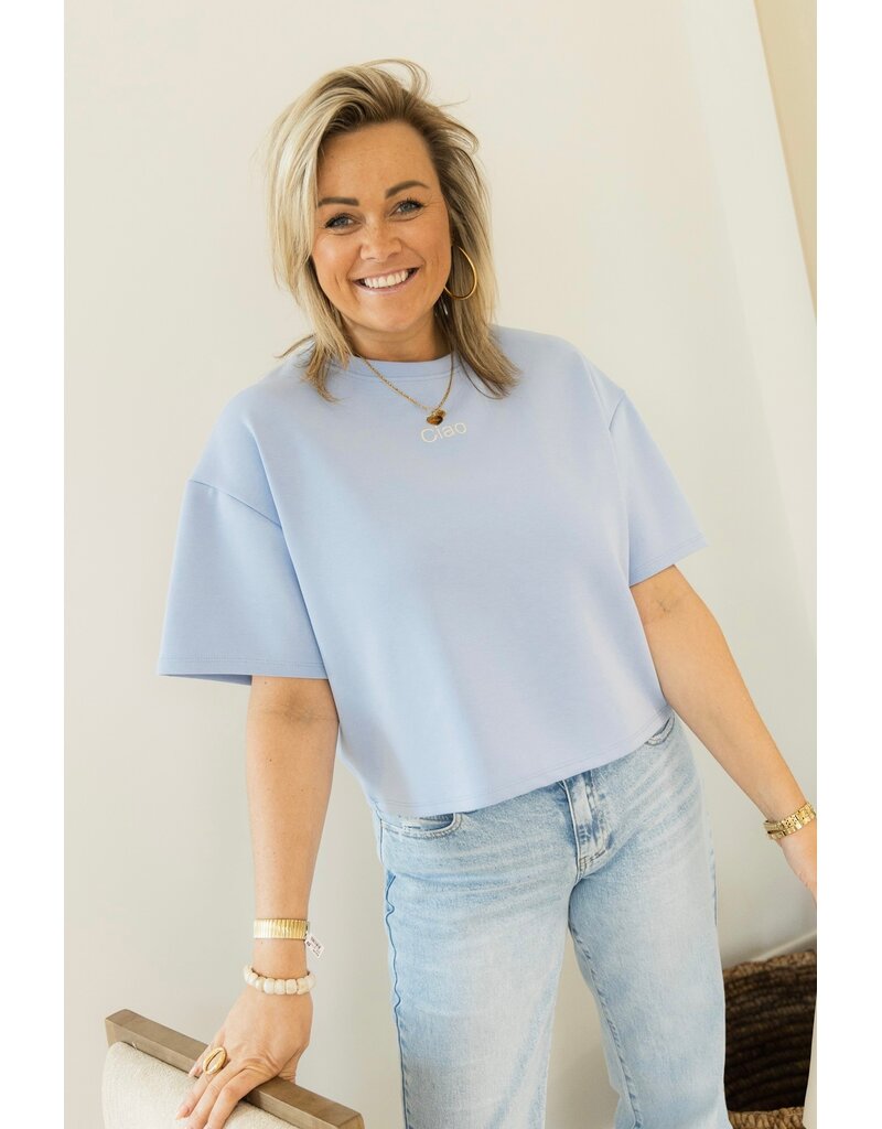 21Jewelz Boxy shirt met tekst "Ciao" - blauw