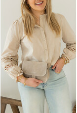 21Jewelz Blouse met opengewerkte mouwen - beige