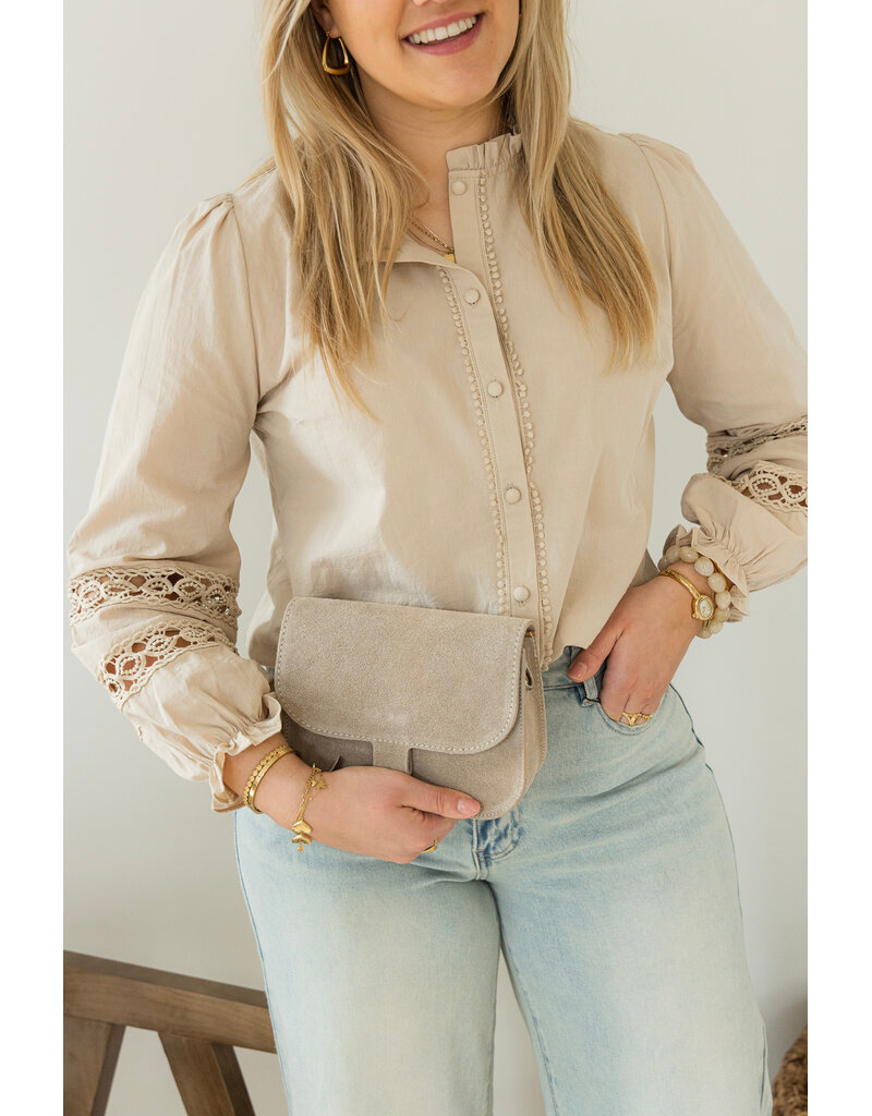 21Jewelz Blouse met opengewerkte mouwen - beige