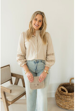 21Jewelz Blouse met opengewerkte mouwen - beige