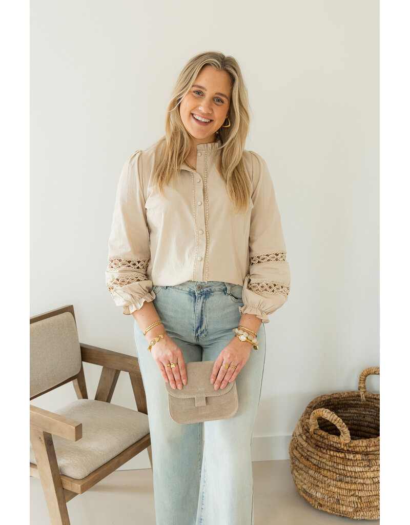 21Jewelz Blouse met opengewerkte mouwen - beige