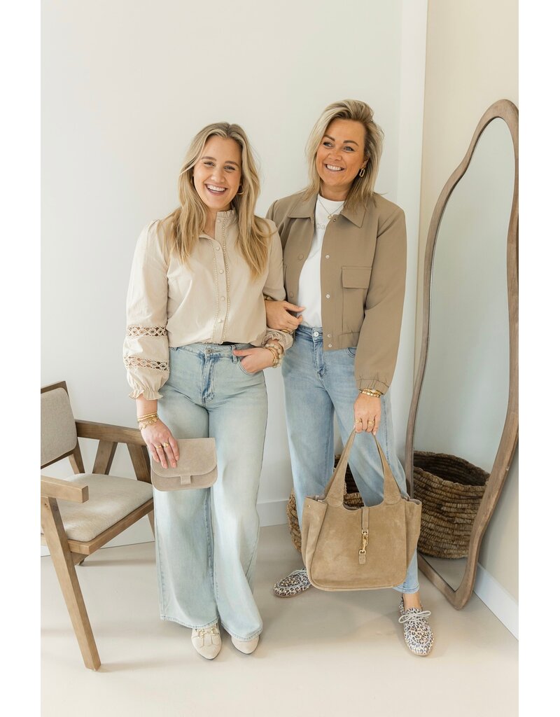 21Jewelz Blouse met opengewerkte mouwen - beige