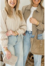 21Jewelz Blouse met opengewerkte mouwen - beige