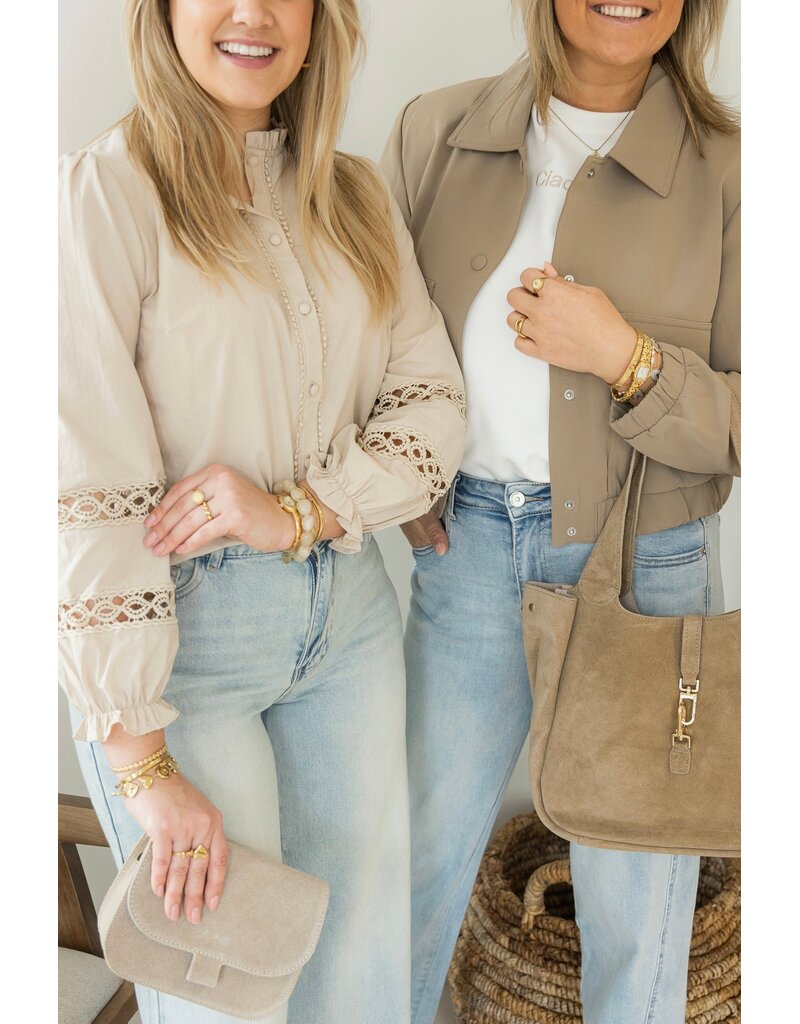 21Jewelz Blouse met opengewerkte mouwen - beige