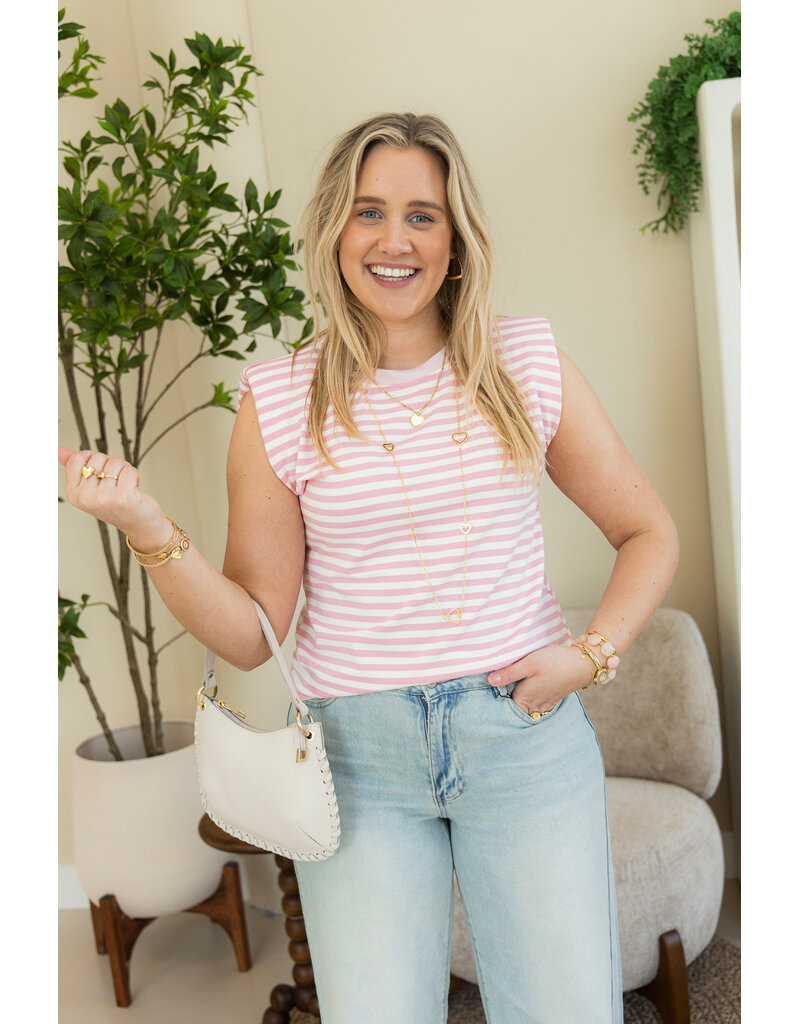 21Jewelz Mouwloze top met schoudervulling - beige/roze