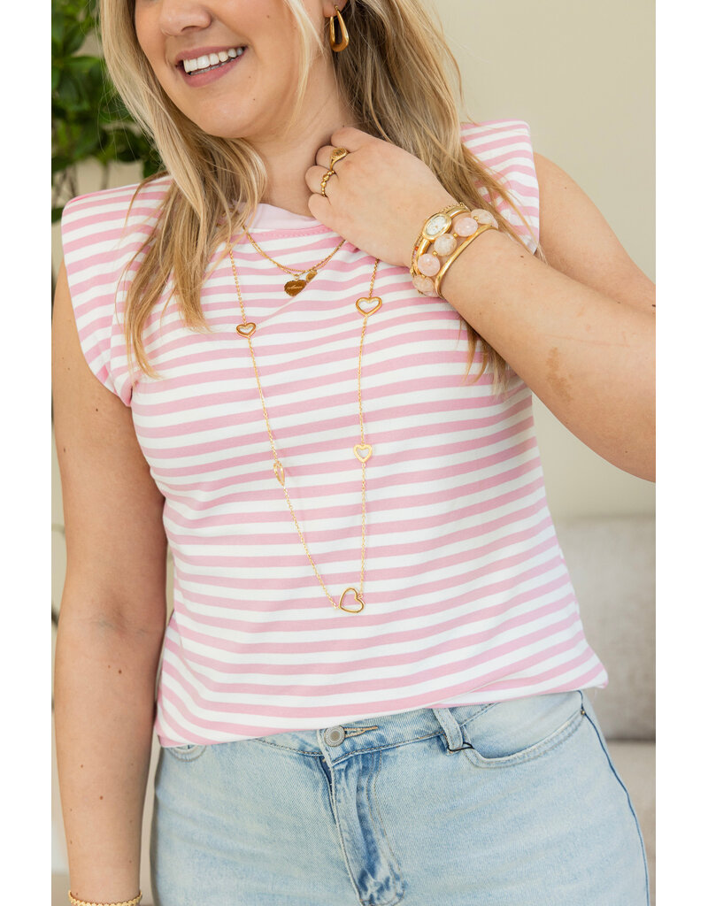 21Jewelz Mouwloze top met schoudervulling - beige/roze