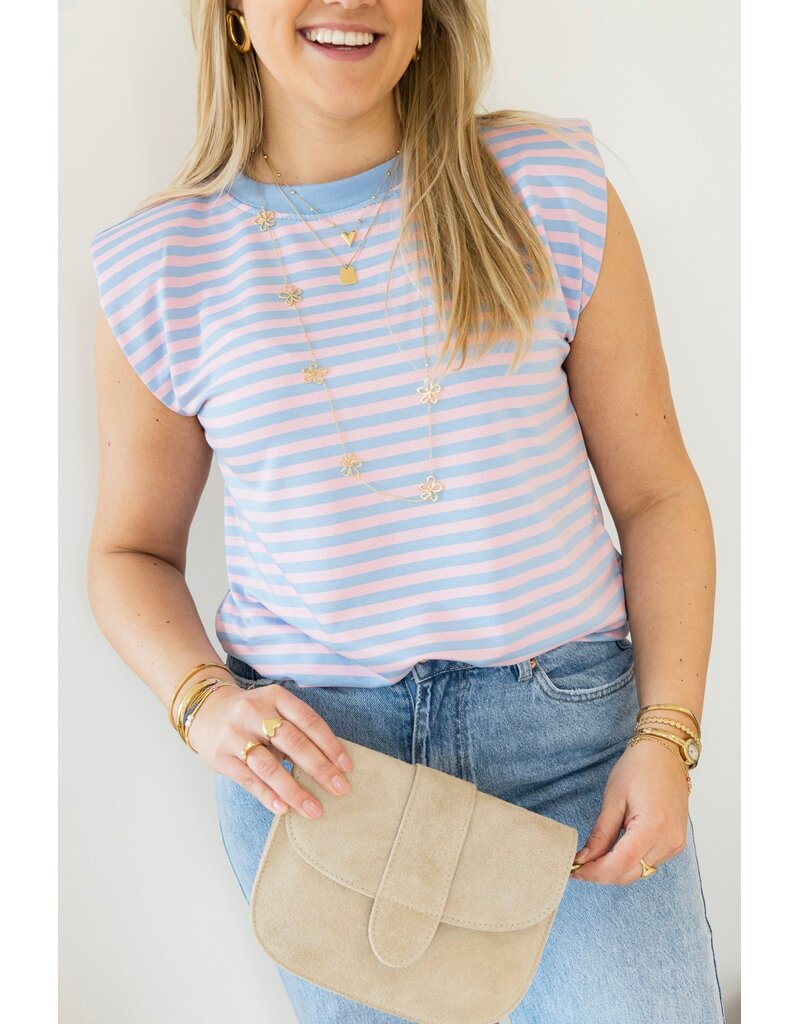 21Jewelz Mouwloze top met schoudervulling - blauw/roze