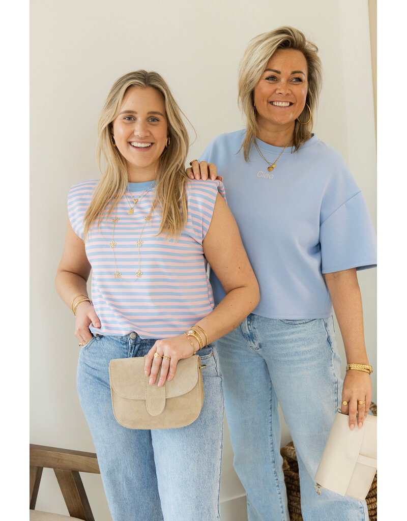 21Jewelz Mouwloze top met schoudervulling - blauw/roze