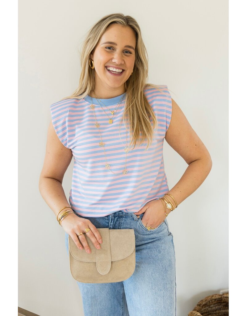 21Jewelz Mouwloze top met schoudervulling - blauw/roze