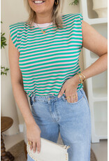 21Jewelz Mouwloze top met schoudervulling - groen/roze