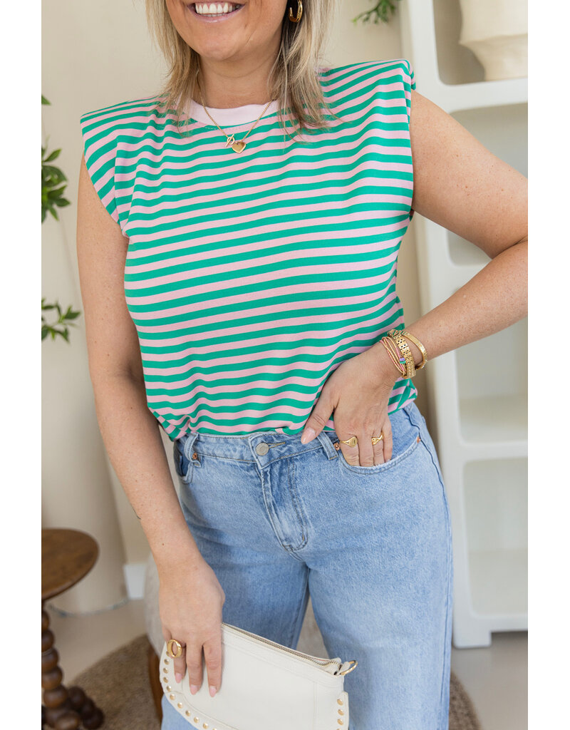21Jewelz Mouwloze top met schoudervulling - groen/roze