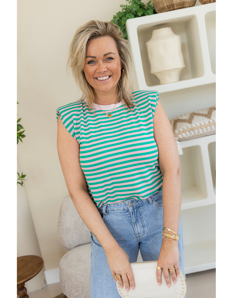 21Jewelz Mouwloze top met schoudervulling - groen/roze