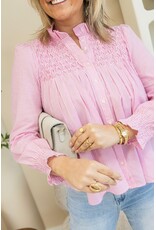 21Jewelz Gestreepte blouse met gehaakt detail - roze/wit