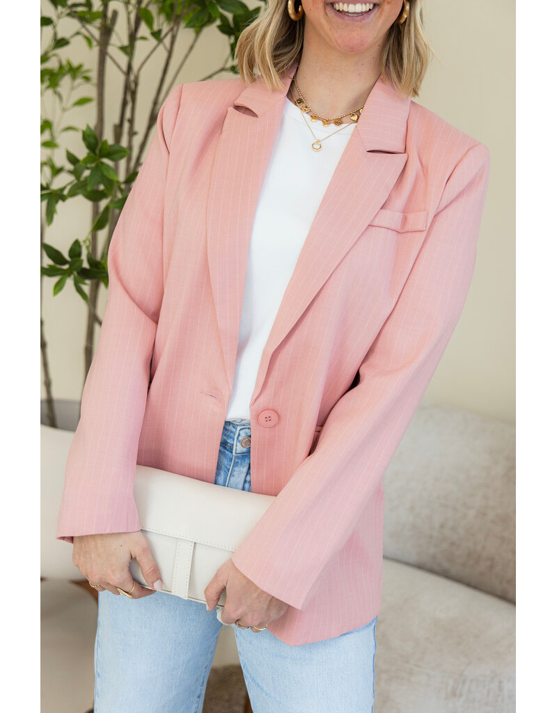 21Jewelz Blazer met krijtstreep - roze