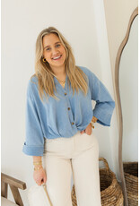 21Jewelz Cropped denim blouse met plooien