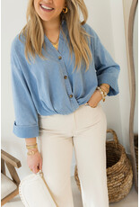 21Jewelz Cropped denim blouse met plooien