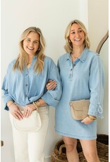 21Jewelz Cropped denim blouse met plooien