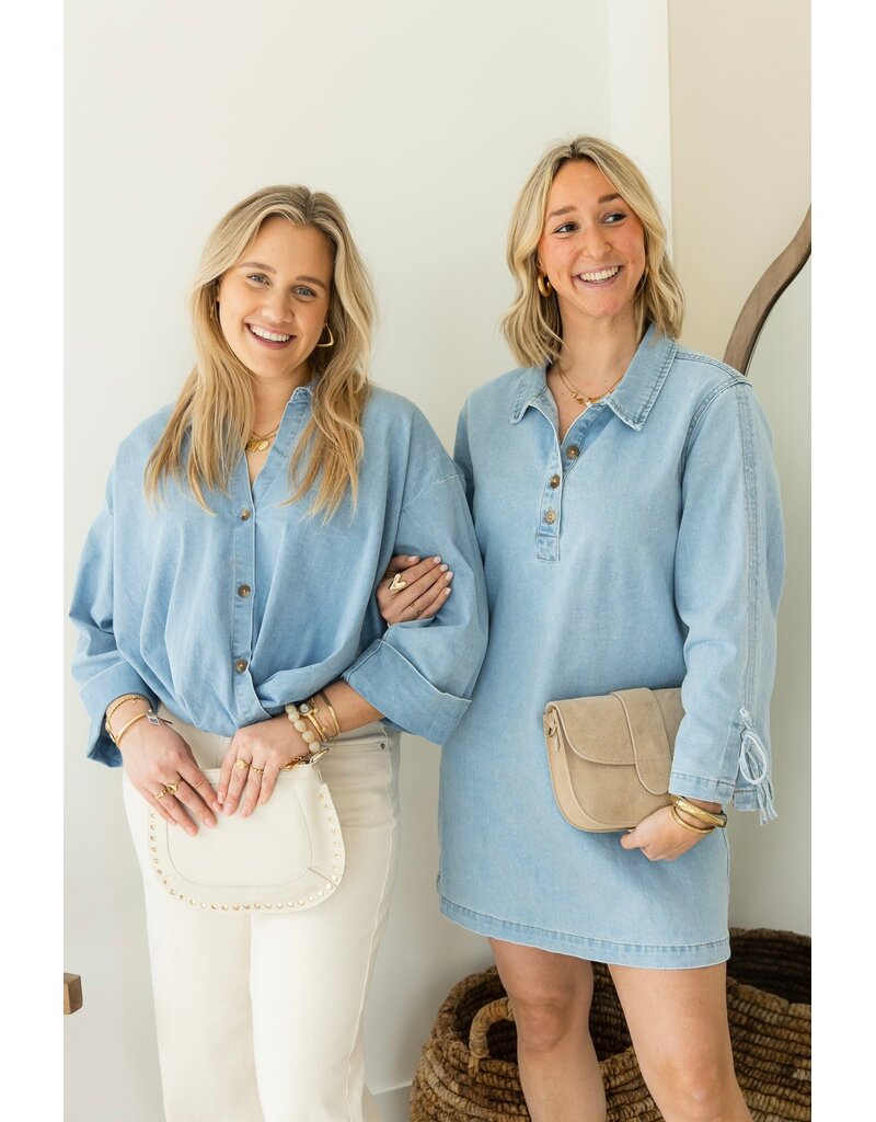 21Jewelz Cropped denim blouse met plooien