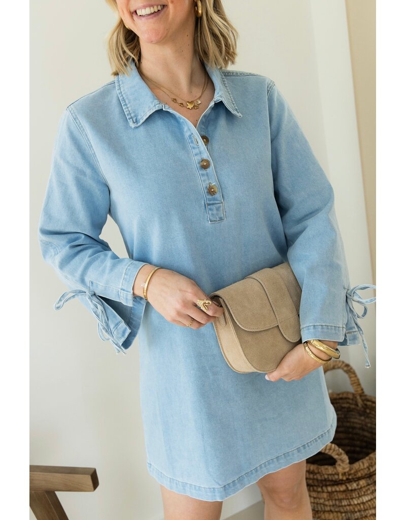 21Jewelz Denim jurkje met strikjes aan de mouw