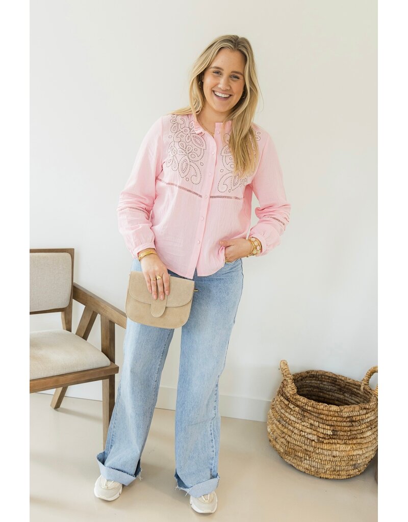 21Jewelz Blouse met contour borduursel - roze