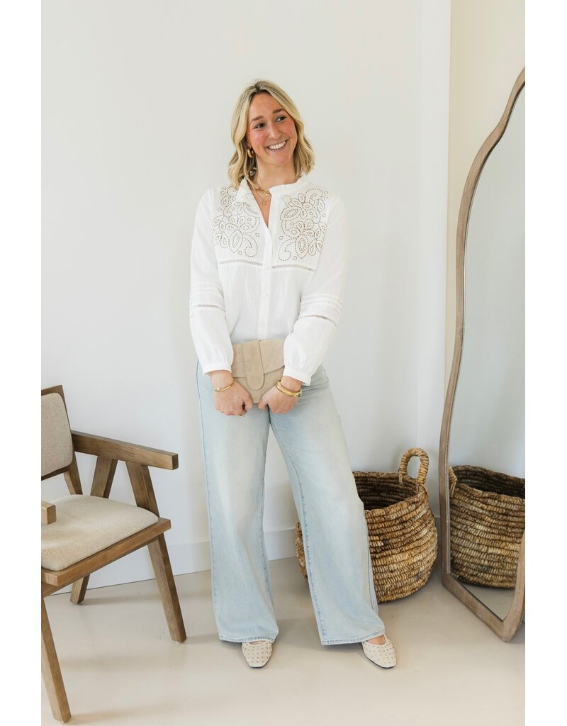 21Jewelz Blouse met contour borduursel - ecru