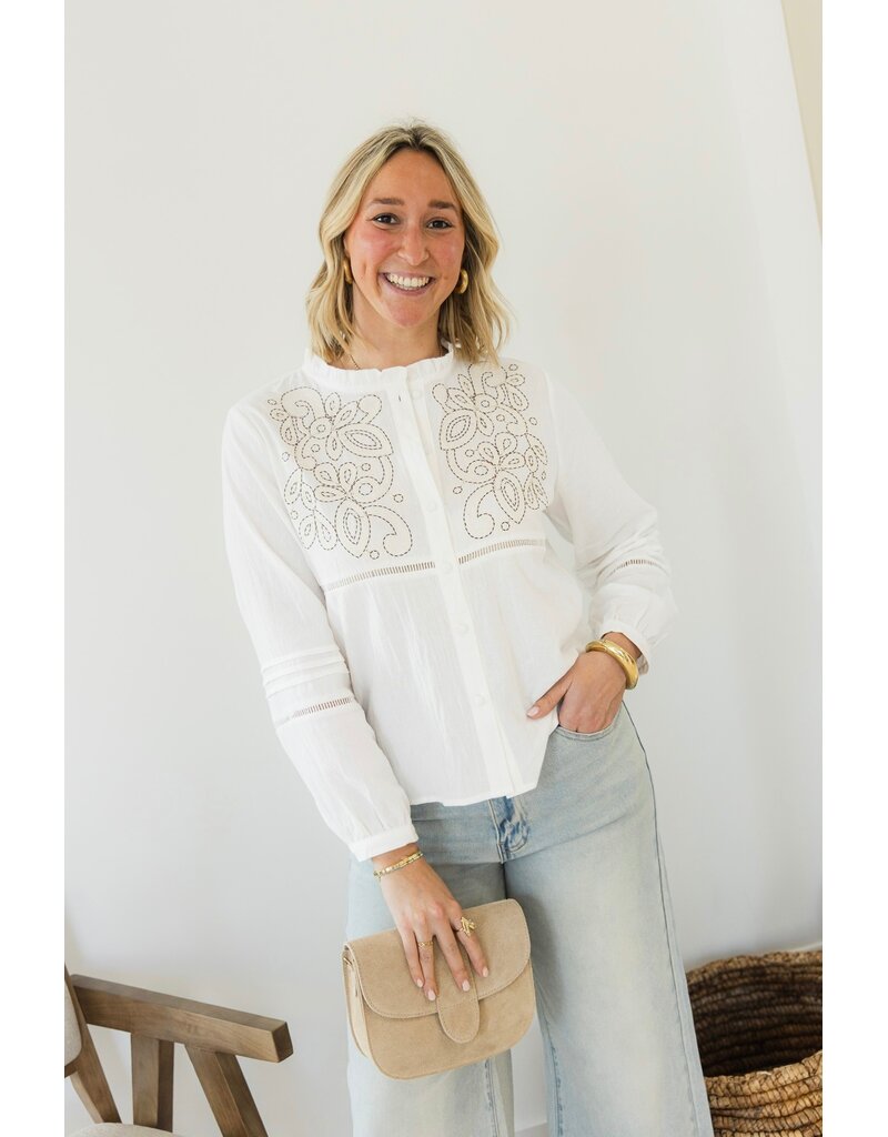21Jewelz Blouse met contour borduursel - ecru