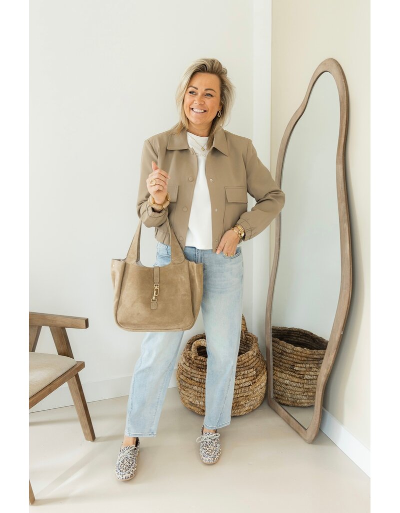 21Jewelz Cropped jasje met zakken - beige