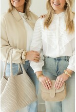 21Jewelz Effen blouse met strepen & embroidery - wit