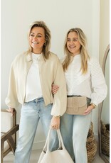 21Jewelz Effen blouse met strepen & embroidery - wit