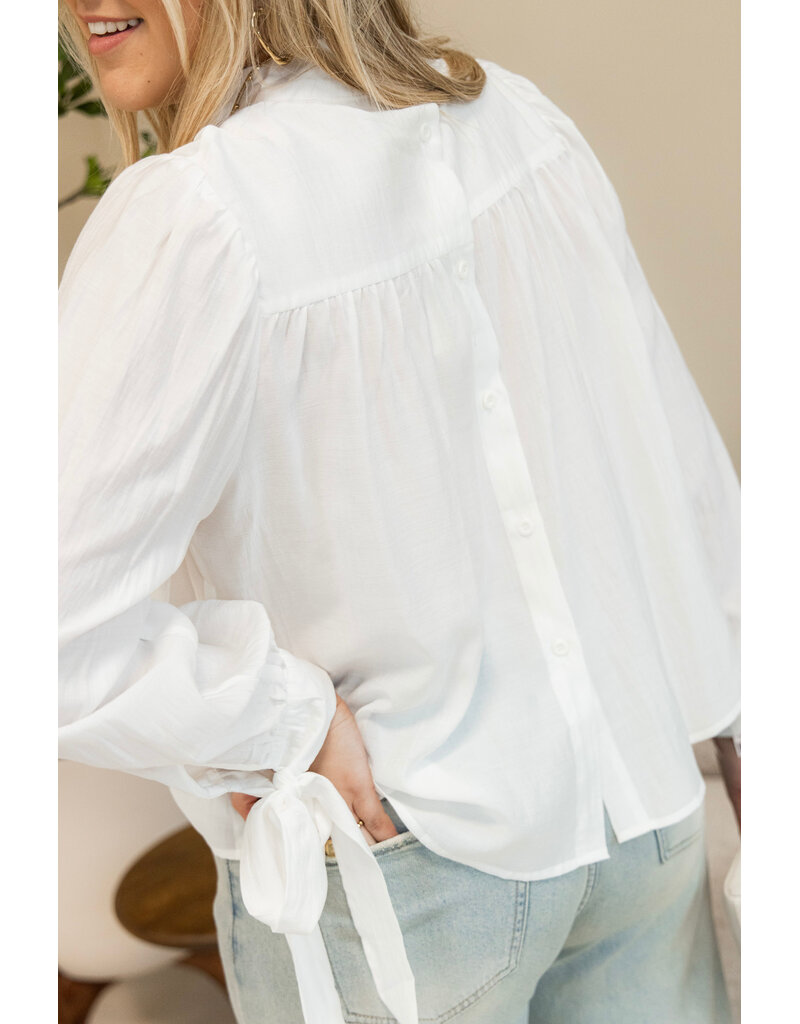 21Jewelz Effen blouse met strikjes - wit