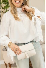 21Jewelz Effen blouse met strikjes - wit