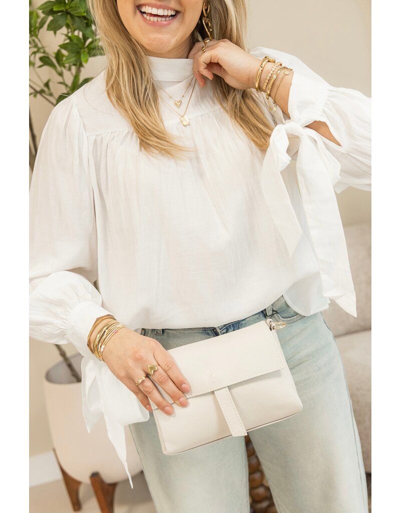 21Jewelz Effen blouse met strikjes - wit