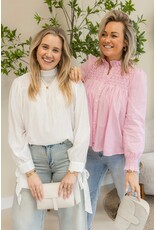 21Jewelz Effen blouse met strikjes - wit