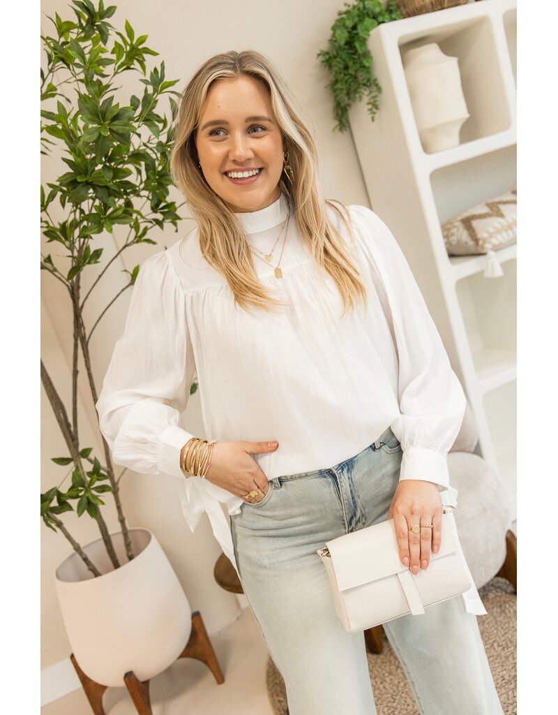 21Jewelz Effen blouse met strikjes - wit