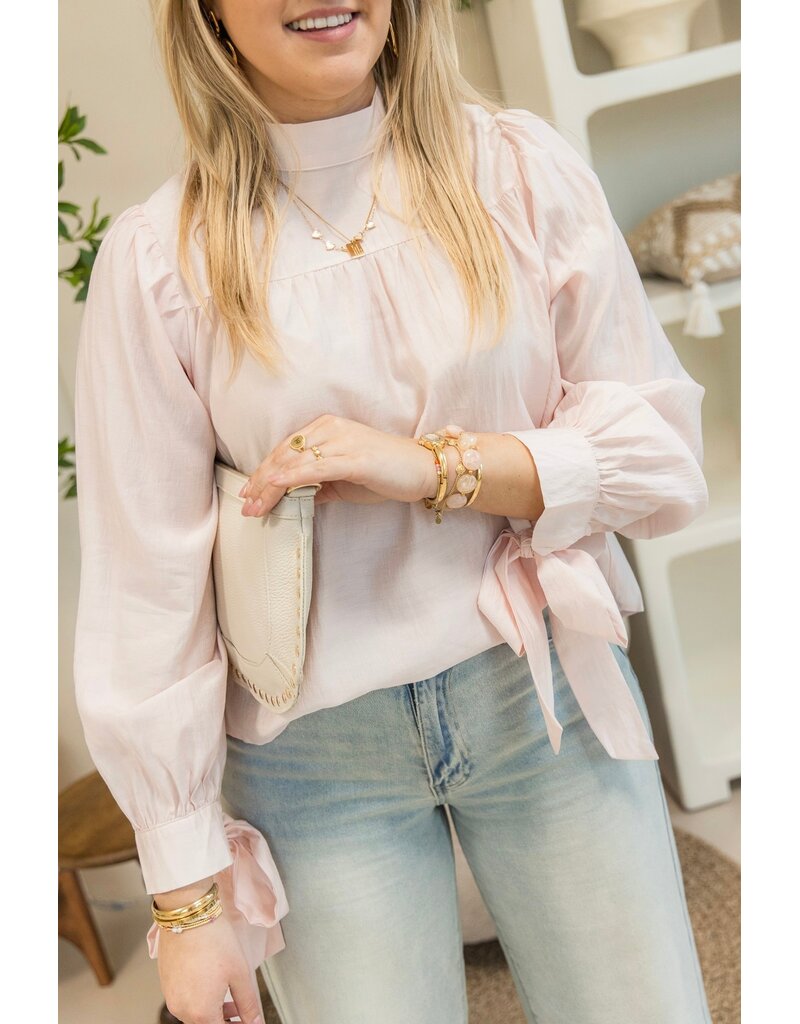 21Jewelz Effen blouse met strikjes - roze