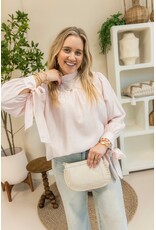 21Jewelz Effen blouse met strikjes - roze