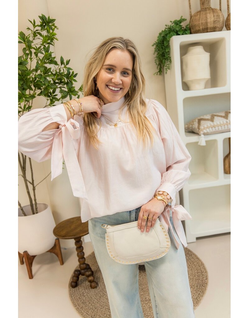 21Jewelz Effen blouse met strikjes - roze