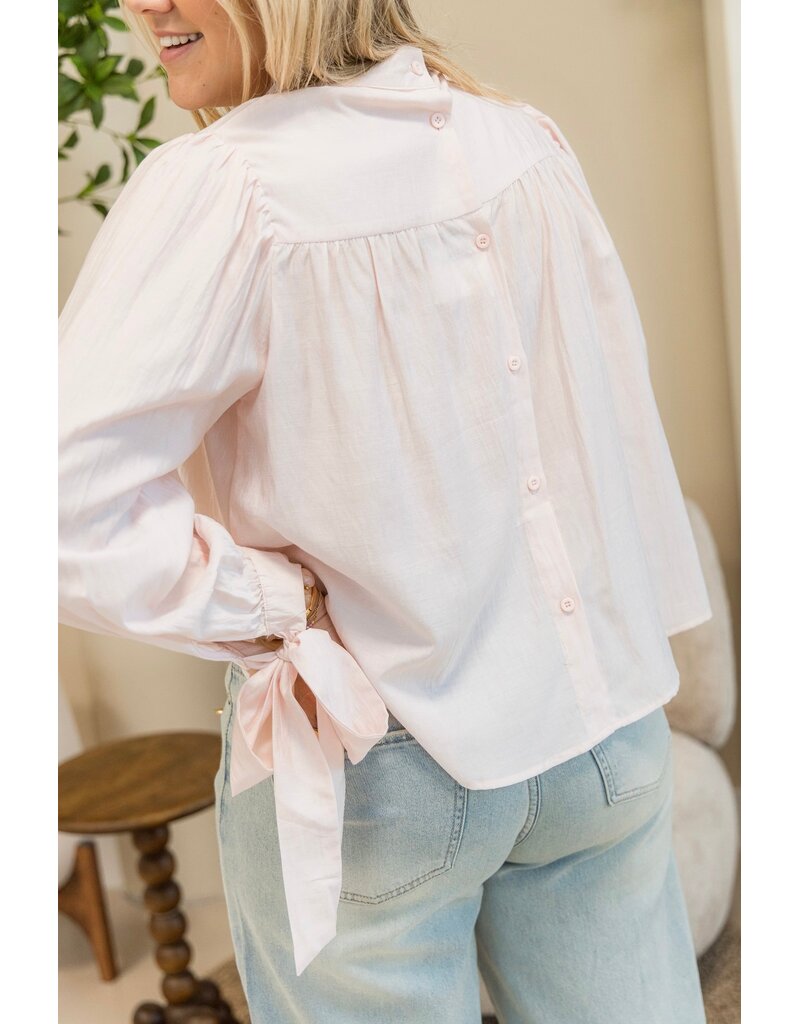 21Jewelz Effen blouse met strikjes - roze