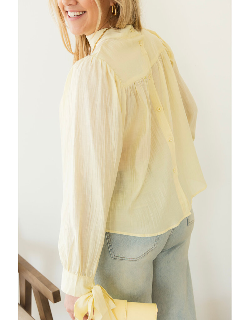 21Jewelz Effen blouse met strikjes - geel