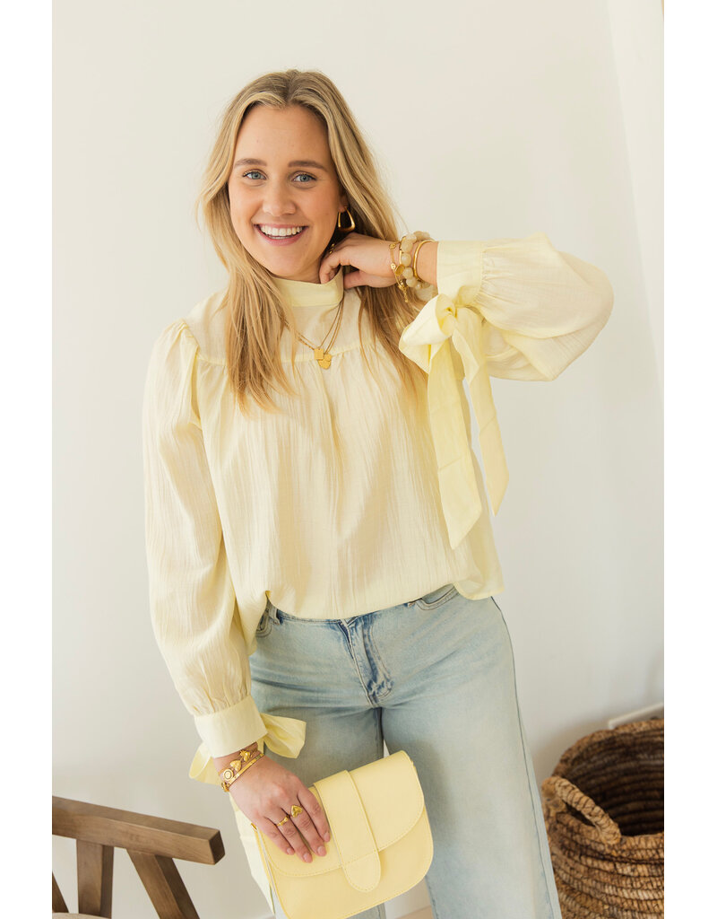 21Jewelz Effen blouse met strikjes - geel