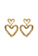 21Jewelz Dubbele hartjes oorbellen - goud