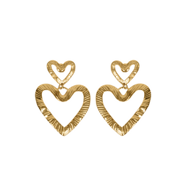 21Jewelz Dubbele hartjes oorbellen - goud