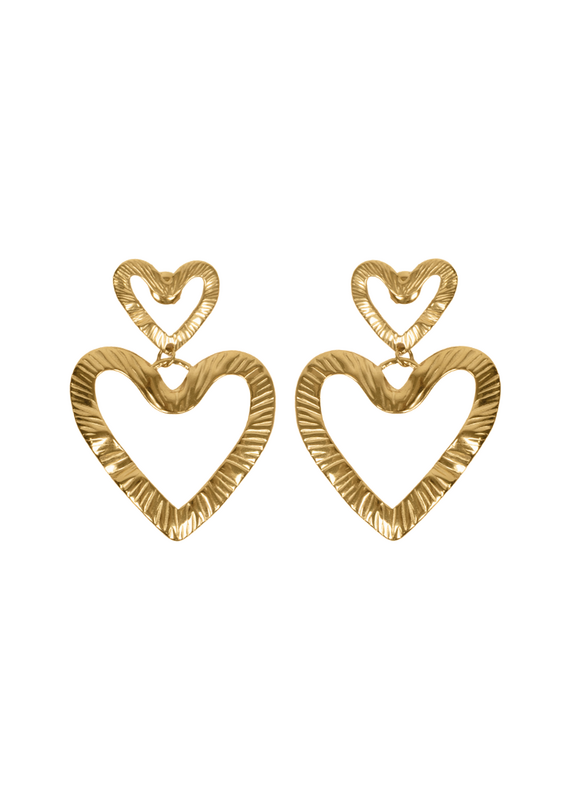 21Jewelz Dubbele hartjes oorbellen - goud