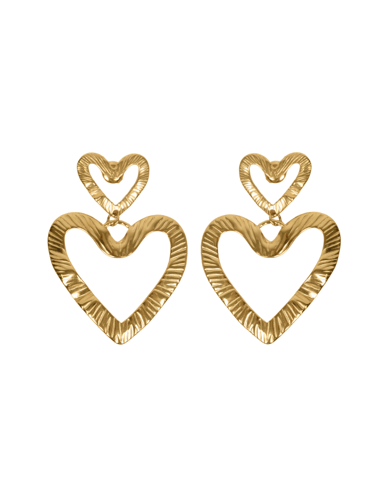 21Jewelz Dubbele hartjes oorbellen - goud