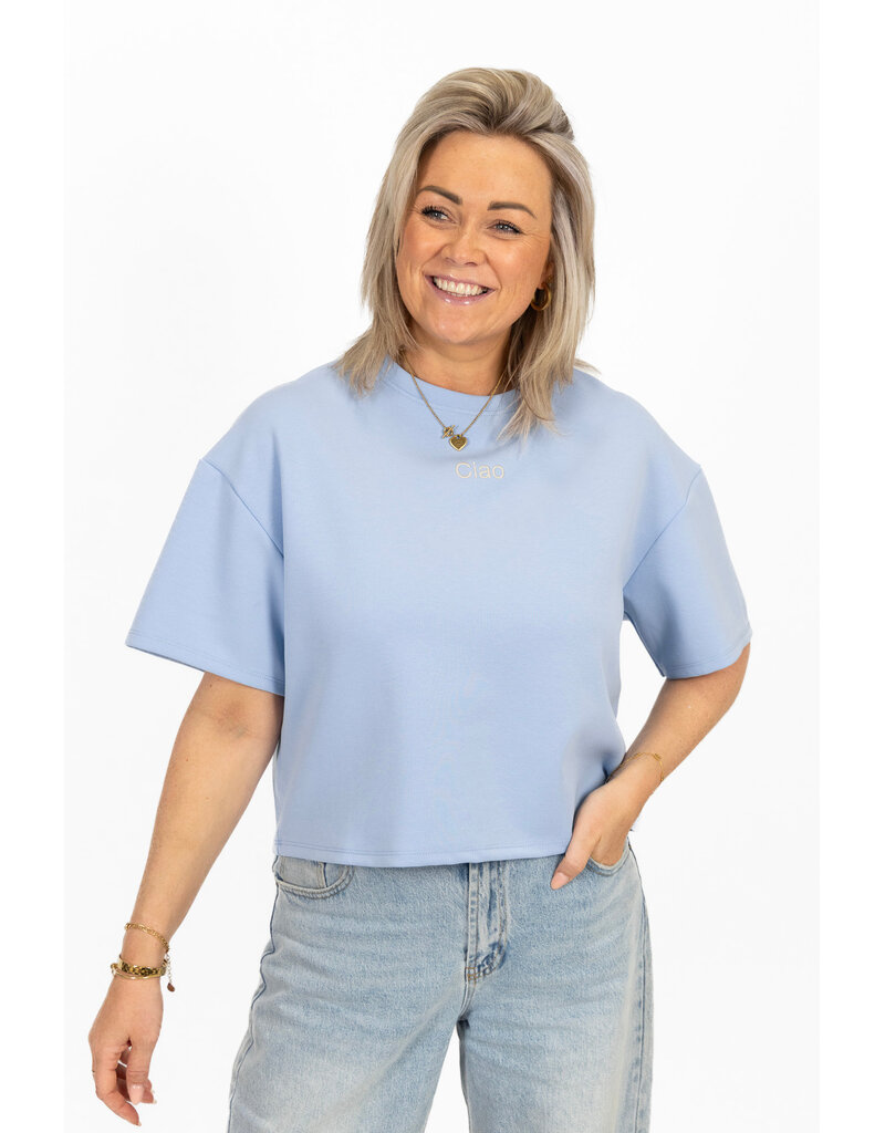 21Jewelz Boxy shirt met tekst "Ciao" - blauw