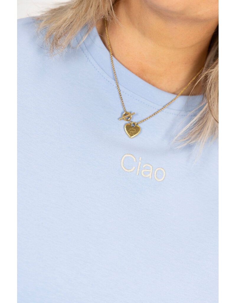 21Jewelz Boxy shirt met tekst "Ciao" - blauw